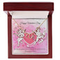 ELTGVC-Everlasting Love Gold n' Diamond Twin Hearts Necklace  - Personalized Valentine Cupid Message Card
