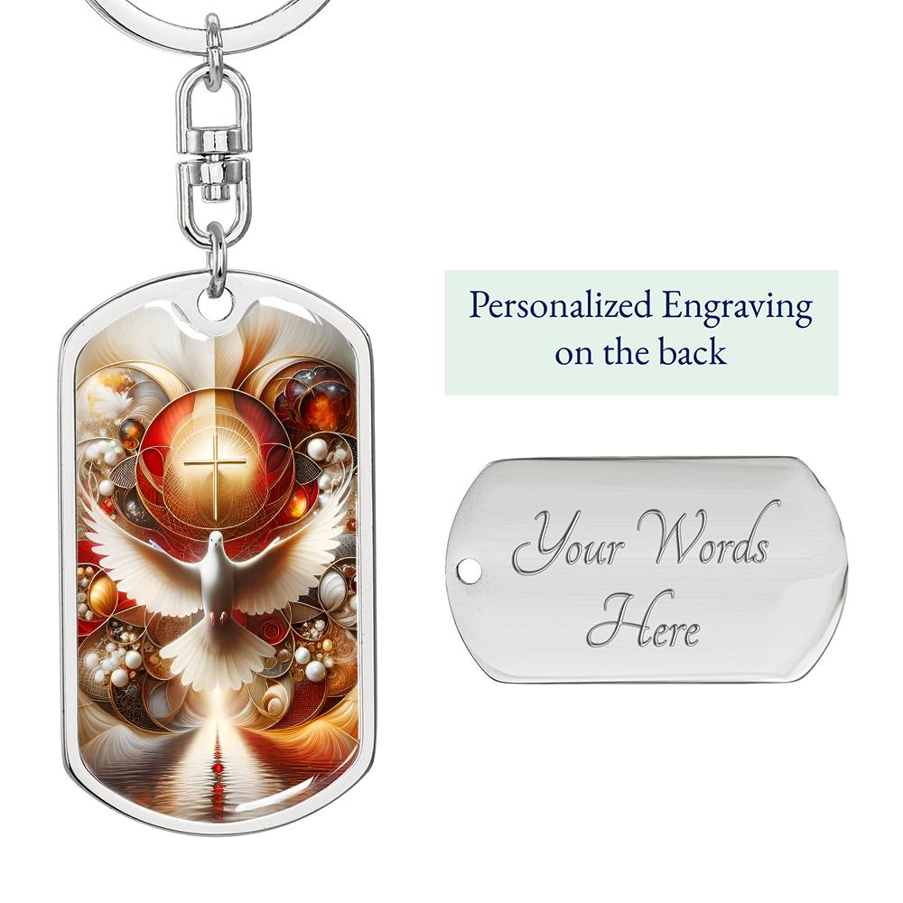 KCSCRD-Sacred Wings Radiant Journey Dog Tag Style Key Chain-Personalize It