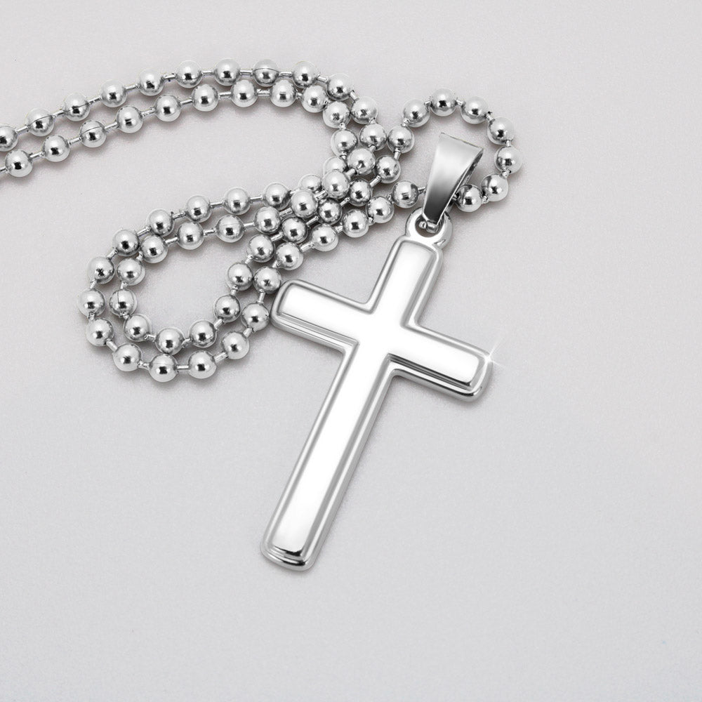 NCLOW - Light of the World Personalized Cross with Ball Chain and Personal Message Card