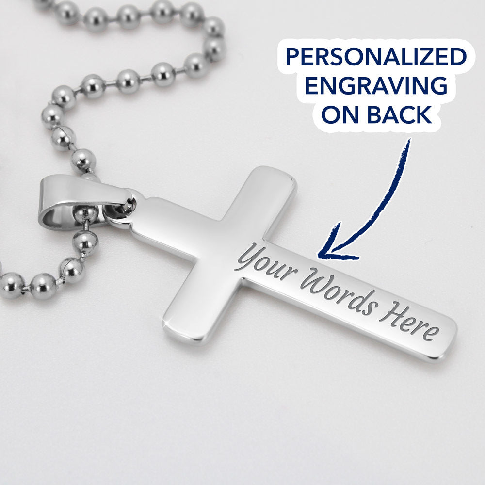 NCLOW - Light of the World Personalized Cross with Ball Chain and Personal Message Card