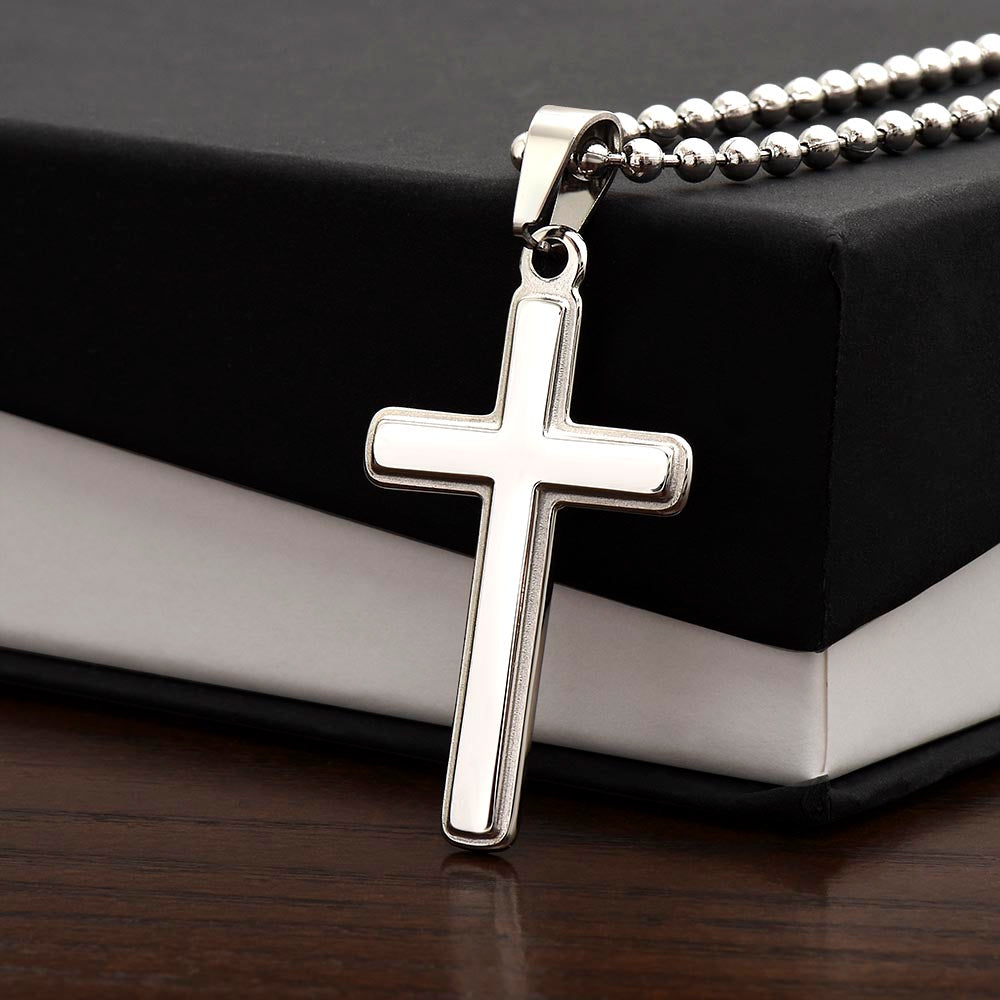 NCLOW - Light of the World Personalized Cross with Ball Chain and Personal Message Card