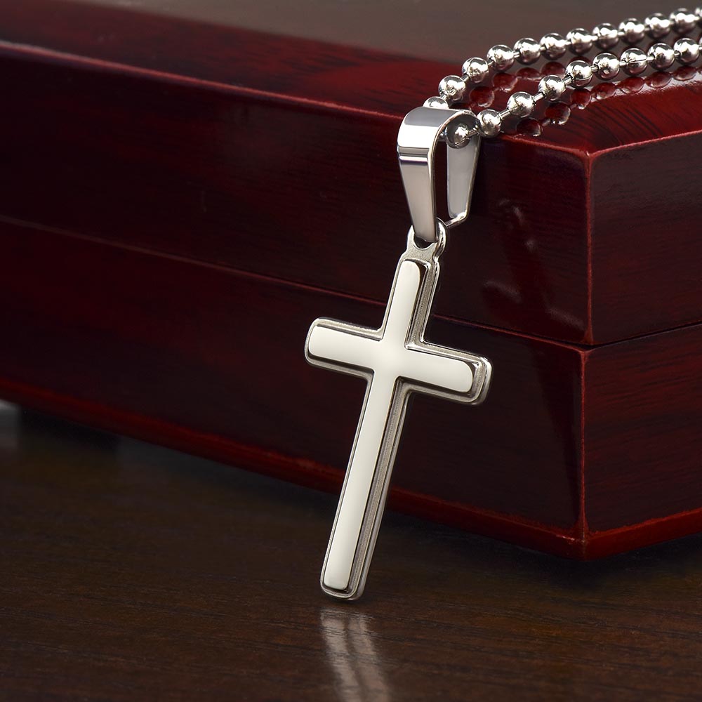 NCLOW - Light of the World Personalized Cross with Ball Chain and Personal Message Card