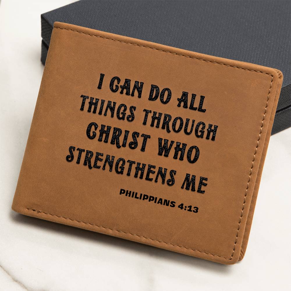 LWPHIL-Leather Wallet With Quote from Philippians 4:13