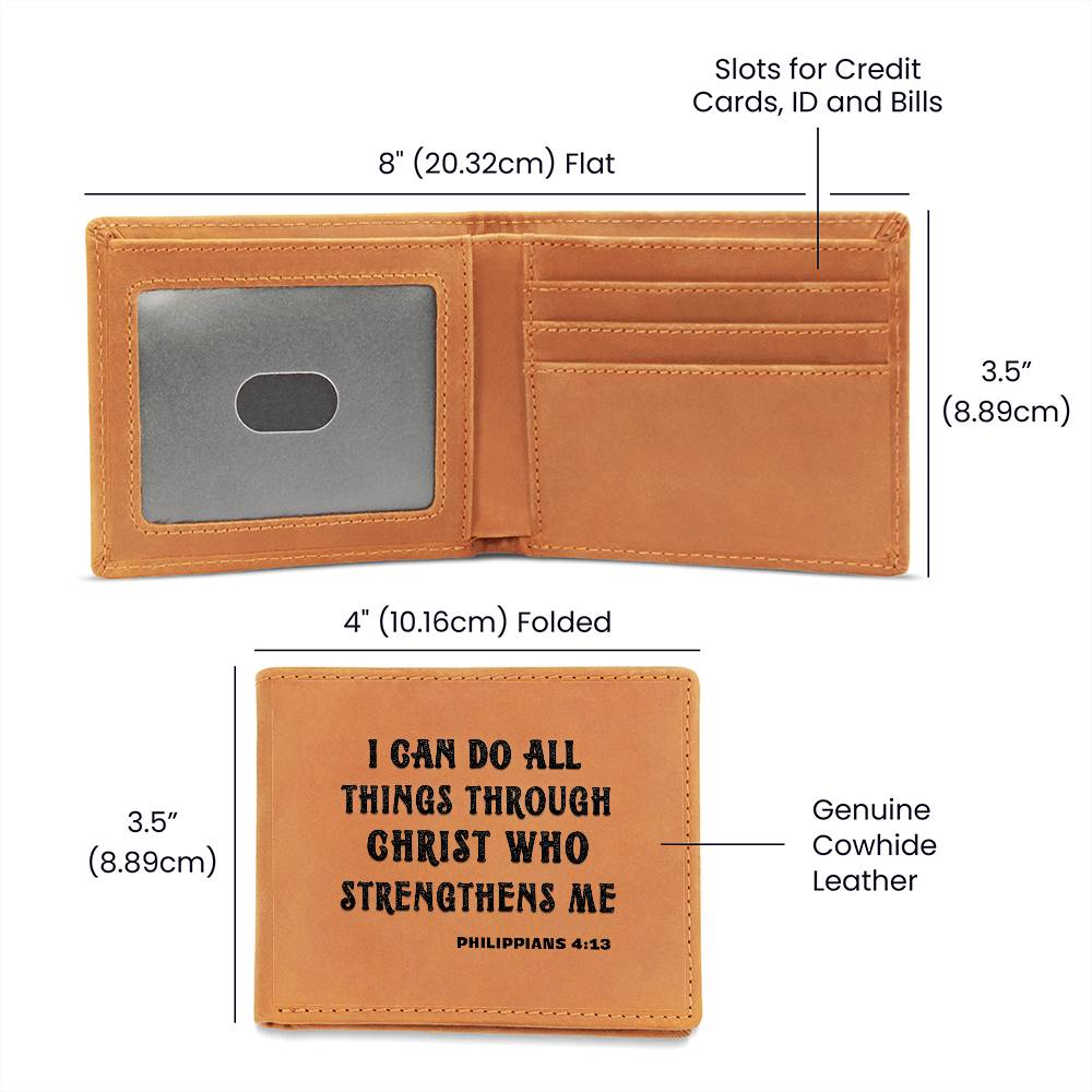 LWPHIL-Leather Wallet With Quote from Philippians 4:13