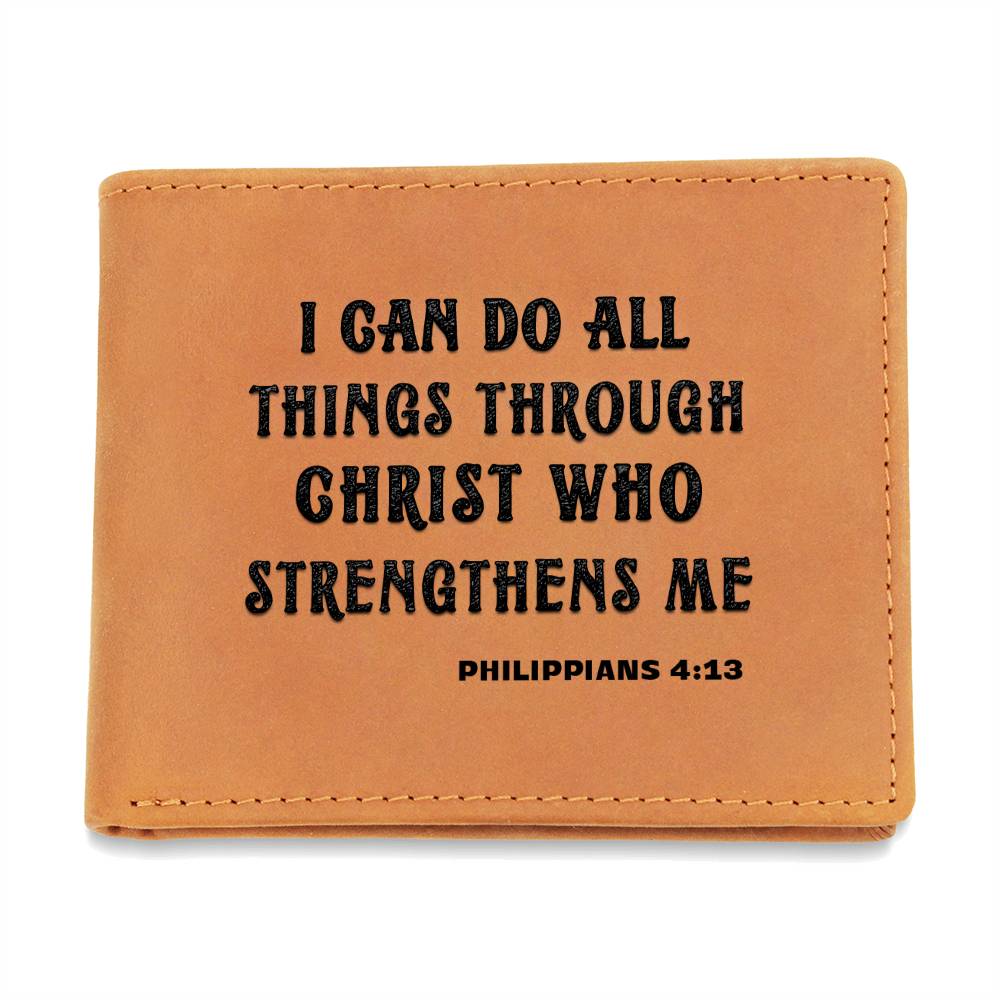 LWPHIL-Leather Wallet With Quote from Philippians 4:13