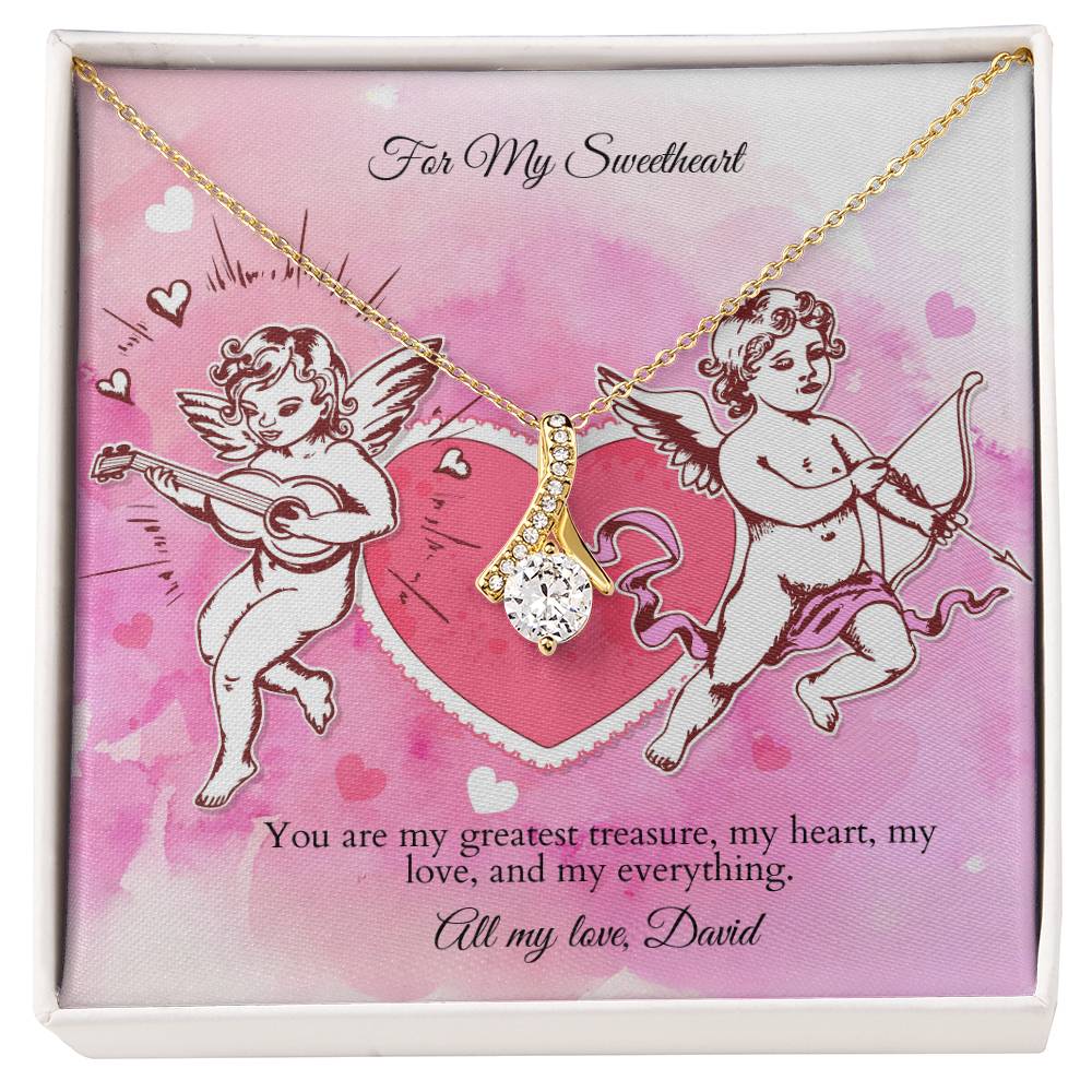 ABNVC-Alluring Beauty Cubic Zirconia Necklace with Personalized Valentine's Message Card