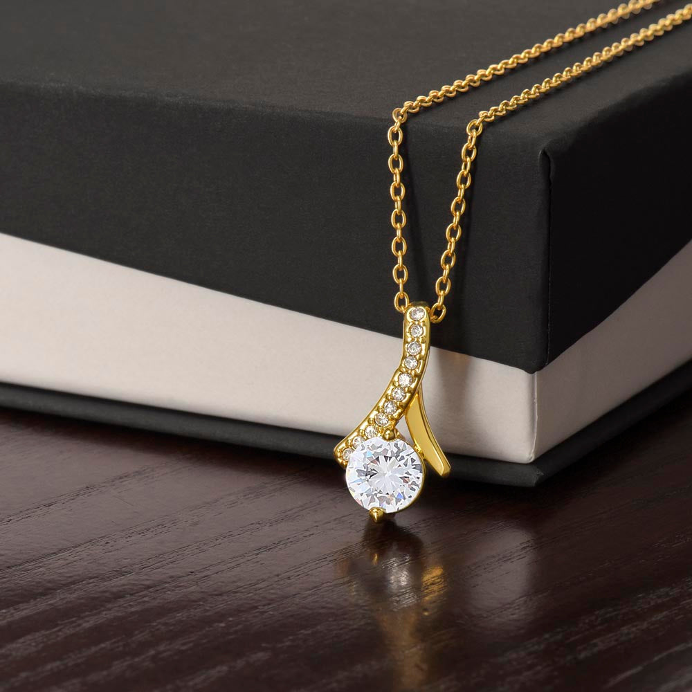 ABNVC-Alluring Beauty Cubic Zirconia Necklace with Personalized Valentine's Message Card