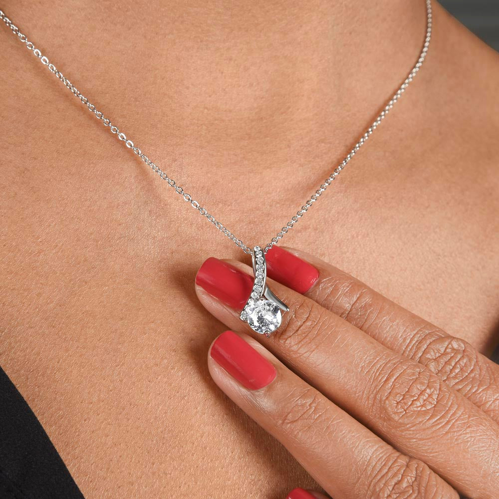 ABNVC-Alluring Beauty Cubic Zirconia Necklace with Personalized Valentine's Message Card