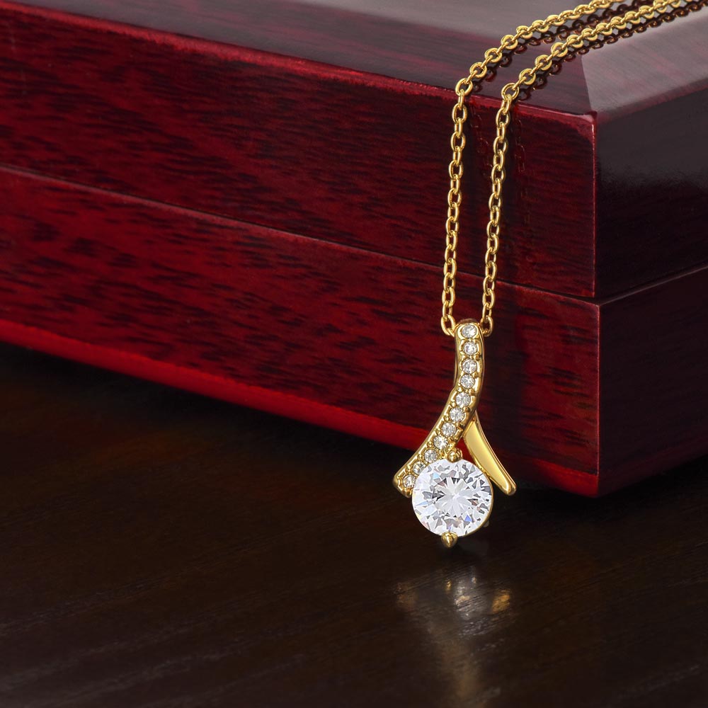 ABNVC-Alluring Beauty Cubic Zirconia Necklace with Personalized Valentine's Message Card