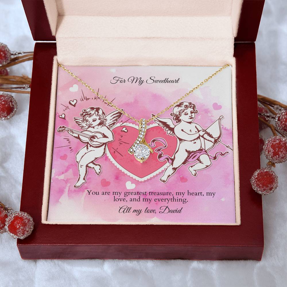 ABNVC-Alluring Beauty Cubic Zirconia Necklace with Personalized Valentine's Message Card