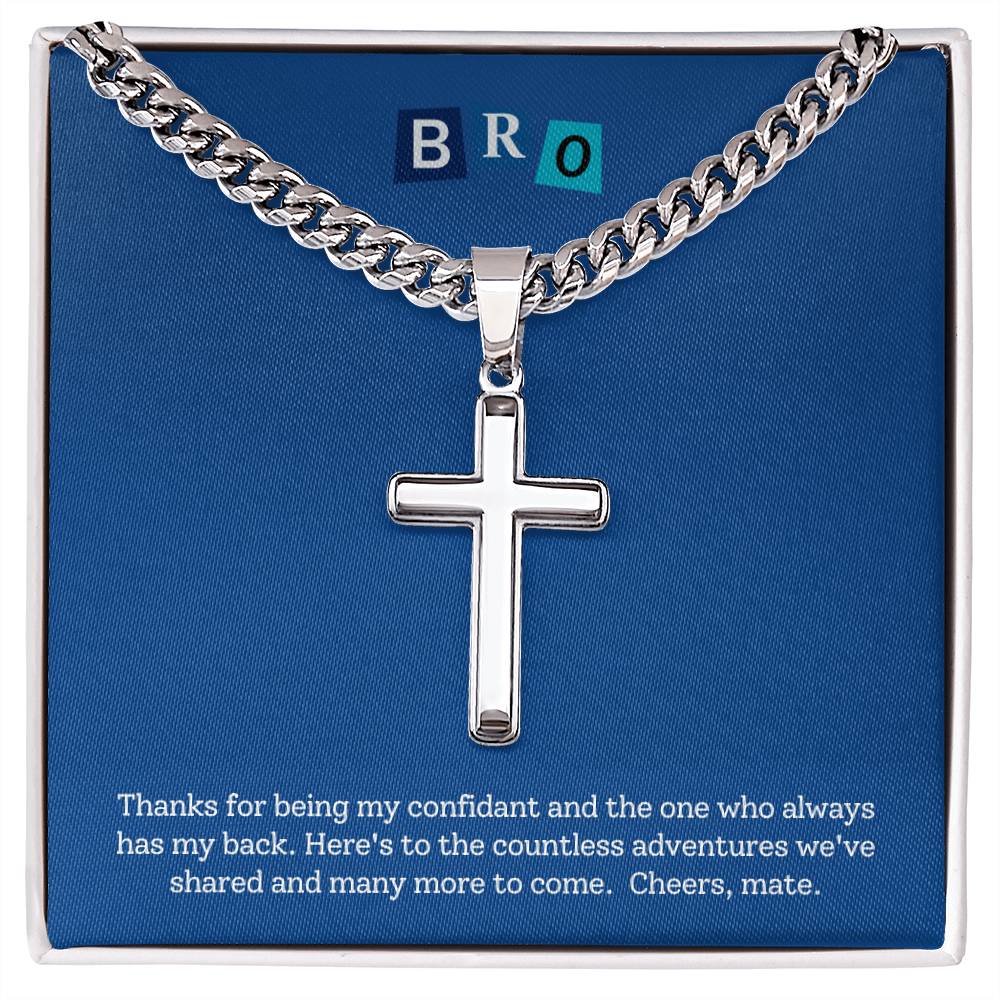 SCPBRO - Personalized Stalwart Cross Necklace - Brother