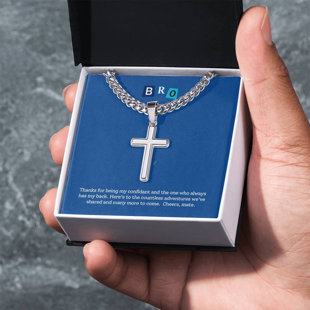 SCPBRO - Personalized Stalwart Cross Necklace - Brother