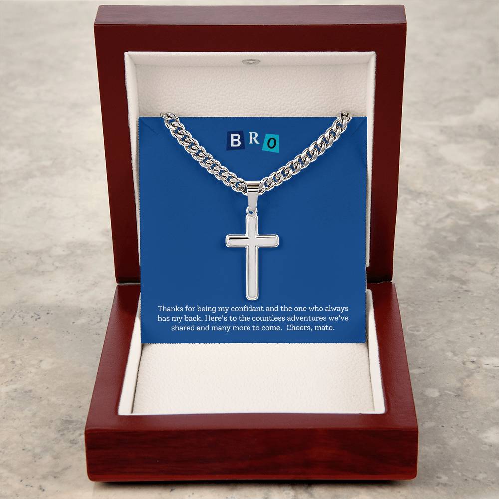 SCPBRO - Personalized Stalwart Cross Necklace - Brother