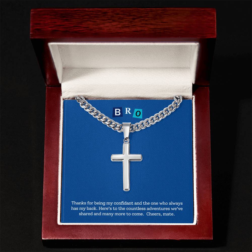 SCPBRO - Personalized Stalwart Cross Necklace - Brother