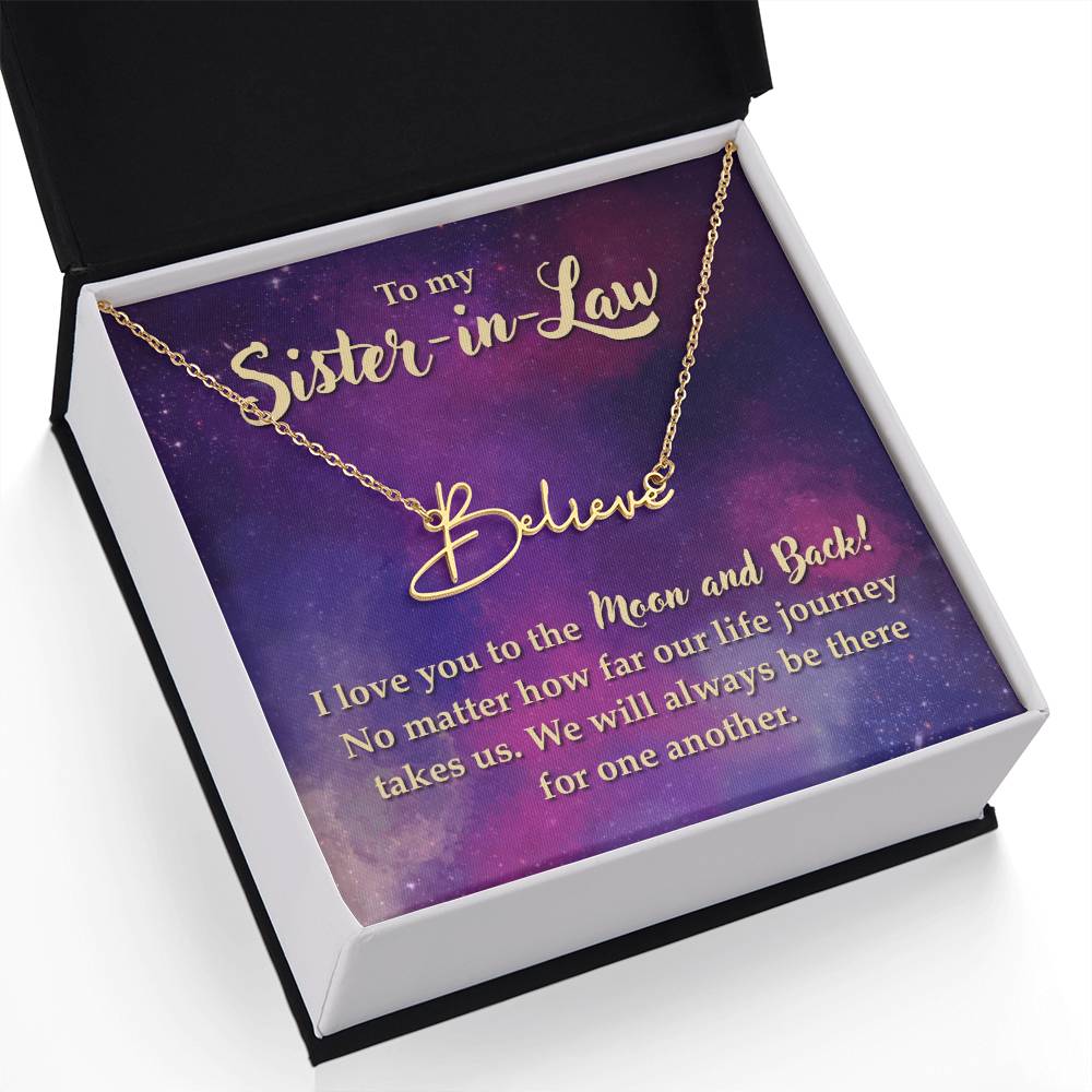 SNNSIL-Moon & Back Sister-in-Law Signature Name Necklace