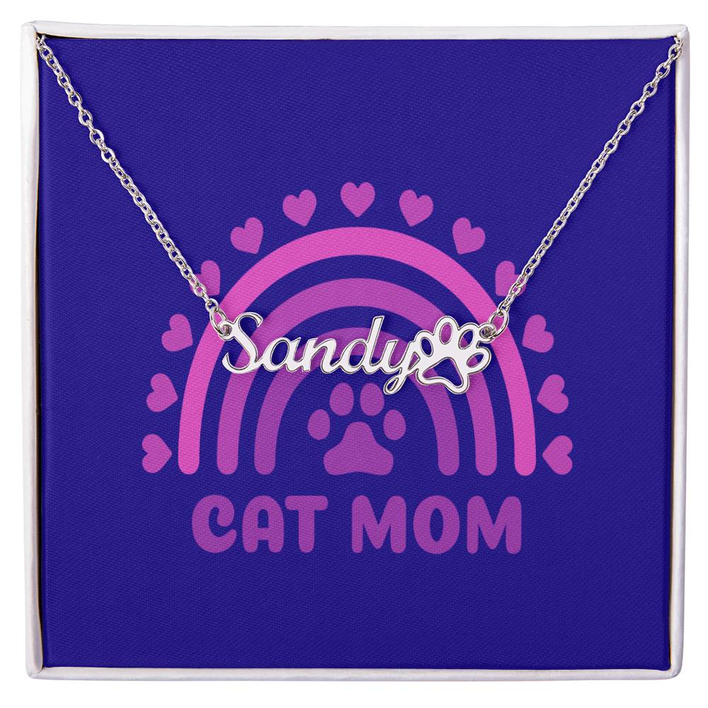 PNCMS1 - CAT MOM Personalized Paw Print Necklace in Stainless Steel