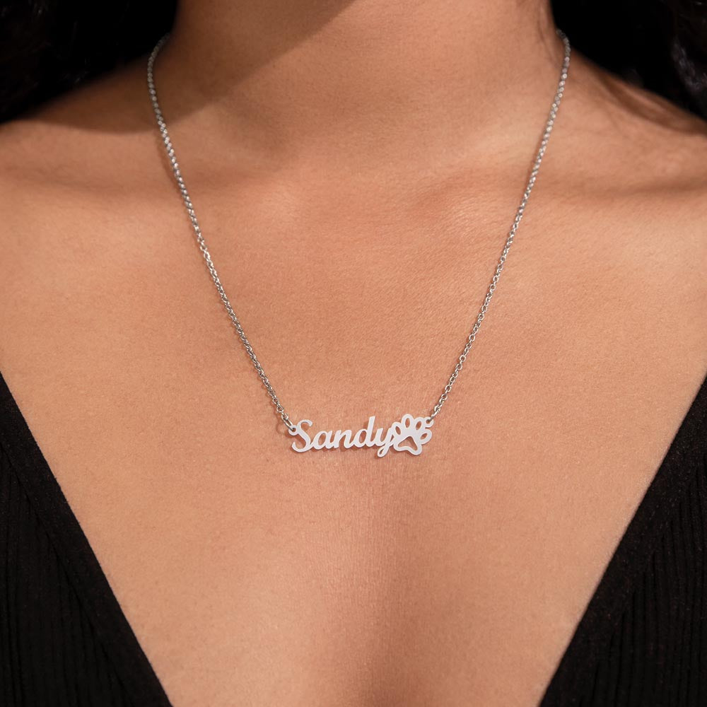 PNDOGS4-DOG MOM Personalized Name Necklace in Stainless Steel - Bright Message Card