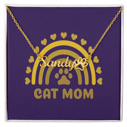 PETCMOMG- CAT MOM Personalized Name Necklace 18k Gold Finish