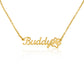 PPDMSLV - Pawfectly Yours Name Necklace with Paw Print and Dog Mom Silver Message Card