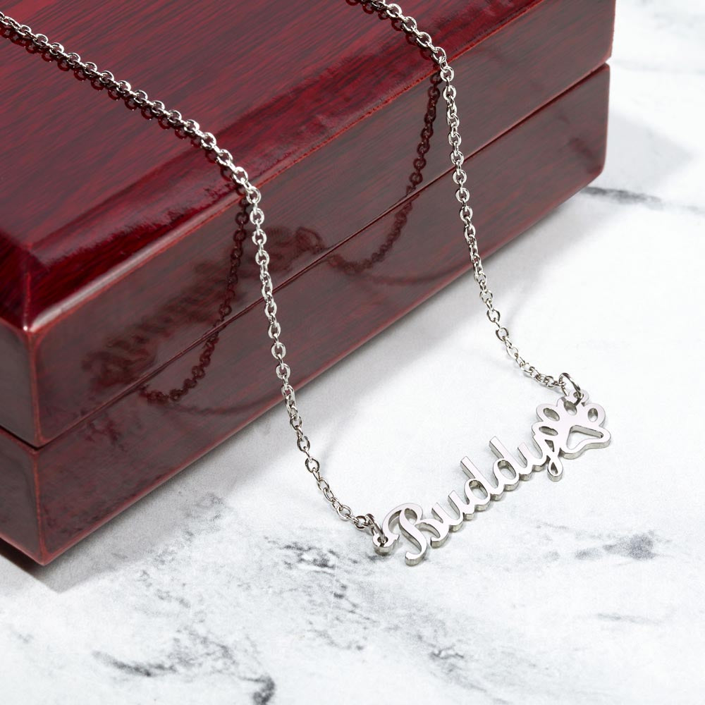 PPNMEMD2 - Eternal Bond Dog Paw Print Name Necklace