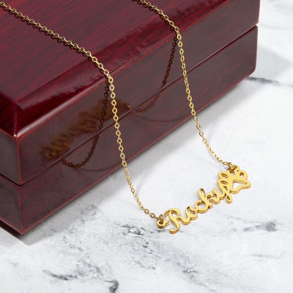 PETCMOMG- CAT MOM Personalized Name Necklace 18k Gold Finish