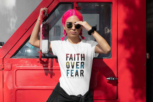 You've now found the staple t-shirt of your wardrobe. Featuring our Faith Over Fear design, it's made of thicker, heavier cotton, but it's still soft and comfy. And the double stitching on the neckline and sleeves add more durability to what is sure to be a favorite!