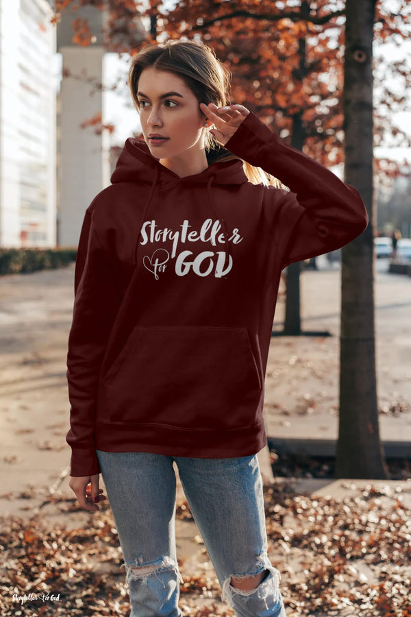 Our signature logo Storyteller for God appears on the front of this cozy go-to hoodie to curl up in, so go for one that's soft, smooth, and stylish. It's the perfect choice for cooler evenings!