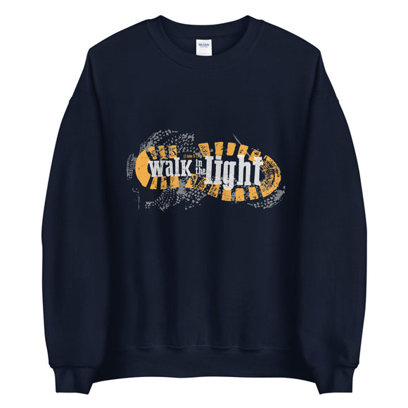 Featuring our exclusive design, Walk in the Light printed in gold on this sturdy and warm sweatshirt bound to keep you warm in the colder months. A pre-shrunk, classic fit sweater that's made with air-jet spun yarn for a soft feel and reduced pilling.