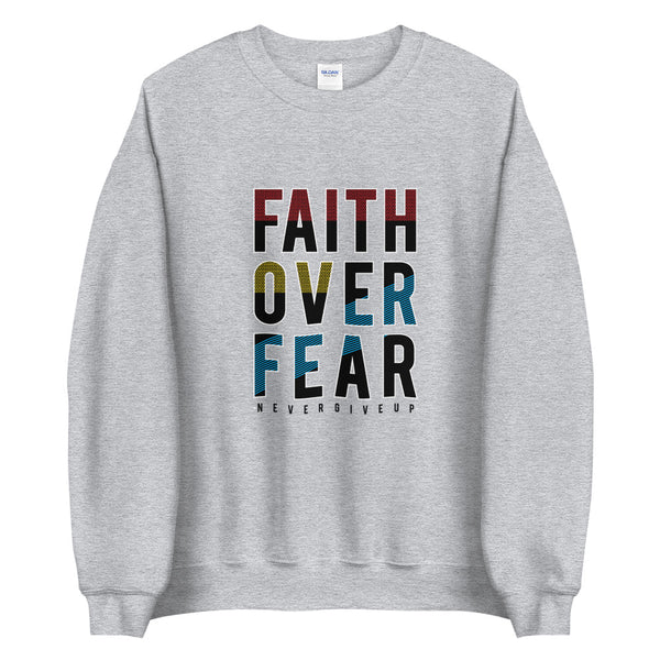 Featuring our Faith Over Fear design, this sturdy and warm sweatshirt is bound to keep you warm in the colder months or during cool evenings. A pre-shrunk, classic fit sweater that's made with air-jet spun yarn for a soft feel and reduced pilling.