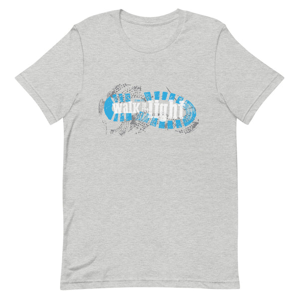 Featuring our exclusive "Walk in the Light" design in blue, this t-shirt is everything you've dreamed of and more. It feels soft and lightweight, with the right amount of stretch. It's comfortable and flattering for both men and women.